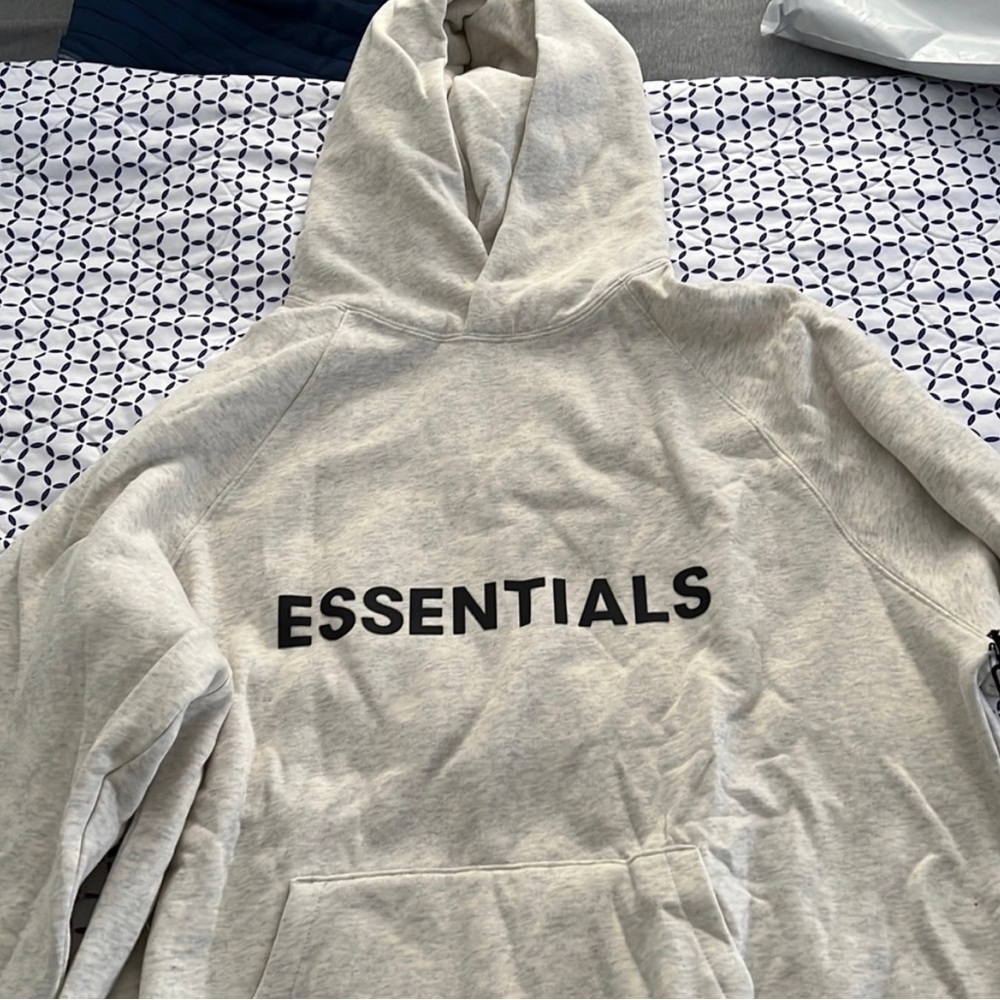 Essentials oatmeal front logo hoodie